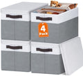 Large Closet Storage Baskets Bins with Lids 4 Pack, Storage Baskets for Organizing Shelves Nursery Bedroom, Home Dorm Closet Organizers Cubes for Clothes Toys Blanket Book - Stackable -14x10x9.5 by Criusia