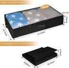 punemi 6 in Tall Stackable Under Bed Storage Containers, 3 Pack, Black | Drawer Organizers Box with Sturdy 3 Handles, Clothes Drawer Organizers, for Under Crib, Couch & Closet Storage - Image 3