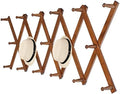 WEBI Accordion Wall Hanger,Expandable Wooden Hat Rack for Wall Mounted Coat Rack,Accordion Hat Hooks Holder for Baseball Caps,17 Peg,Walnut Color by WEBI