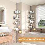 Adjustable Tension Pole Shower Caddy: Rustproof Corner Bathroom Organizer - Image 2