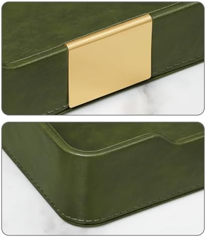 PU Leather Valet Tray, Nightstand Organizer, Catchall Tray, Green - Image 4