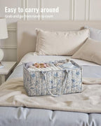 Blissful Diary Floral Diaper Caddy Organizer, Storage Basket, Blue Floral - Image 4