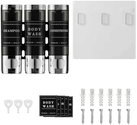 Shower Shampoo Dispenser 3 Chamber No Drill Wall-Mounted,Shampoo and Conditioner Dispenser Shampoo for Shower Wall Mounted Body Wash for Bathroom,Chrome - Image 2