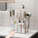 Bathroom Counter Organizer, Large Makeup Organizer Countertop, Shelf Storage, Vanity Tray, Easily Assemble for Bathroom Organizers and Storage, Undersink, Cabinet, 2 Tiers Clear - Image 5