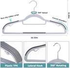 Tonswachic Pack of 30 Coat Hangers, Space-Saving Plastic Clothes Hangers, Non-Slip, 0.2 Inches Slim, 360° Swivel Silver Hook for Shirts, Pants, Suit & Wet/Dry Garments, Light and Dark Gray - Image 2