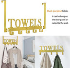 Over The Door Hooks, Towel Holder for Bathroom, Door Mount Towel Rack Towel Hooks for Bedroom Kitchen Pool Beach Towels Bathrobe Wall Mount Hang On The Door Cabinet Cupboard Metal Sandblasted (Gold) - Image 2