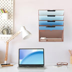 EASEPRES 6 Tier Mesh Hanging Wall File Organizer, Desk Vertical Mail Paper Document Folder Holder Rack with Bottom Tray and Nametag Label for Office Home School, Brown - Image 6