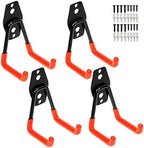 Garage Utility Double Hooks,Heavy Duty Steel Wall Mount Storage Organizer with Anti-Slip Coating,Load Capacity 66 LB (4 Pack Orange 3" U Hook) by Yisunnan