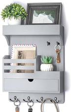 Rebee Vision Key Holder Wall Mount with Drawer &Shelf for Entryway, Gray by REBEEVISION