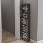 MAGINELS 5 Tier Shoe Rack Organizer with Cover, Slim Shoe Storage Cabinet, Behind The Door, Narrow Shoe Shelf for Closet, entryway, Black by MAGINELS