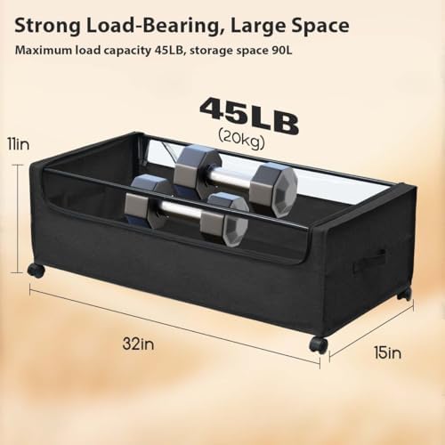 Under Bed Storage with Wheels High Size for Shoe Clothing Storage | Smooth-rolling wheels slide easily under most beds for quick everyday access - Image 6