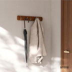 Umbra Flip Coat Rack, Wall Mounted 5-Hook Space Saving, Walnut/Gold - Image 2