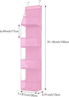 Hanging Closet Organizer, 4 Shelf Over The Door Organizer with 2 Hooks, Space Saving Behind the Door Storage Shelves for Pantry, Bathroom, Bedroom, Nursery(Color:Pink) - Image 3