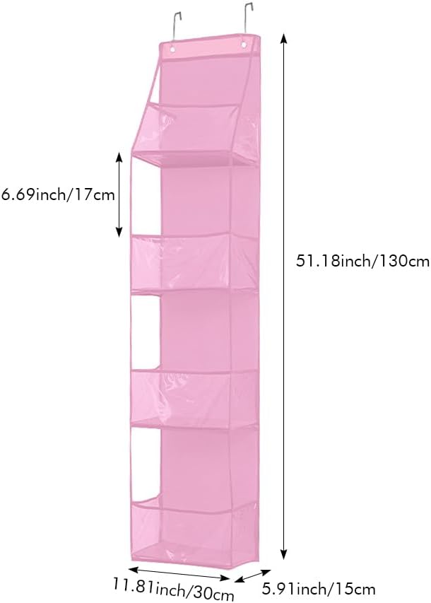 Hanging Closet Organizer, 4 Shelf Over The Door Organizer with 2 Hooks, Space Saving Behind the Door Storage Shelves for Pantry, Bathroom, Bedroom, Nursery(Color:Pink) - Image 3