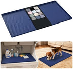 URMONA Waterproof Silicone Under Sink Mat 34'' x 19'' Shelf Liner for Kitchen and Bathroom, Cabinet and Counter Protector, Storage and Organizers, Litter Mat, Pet Cat Puppy Essentials(Navy) by URMONA