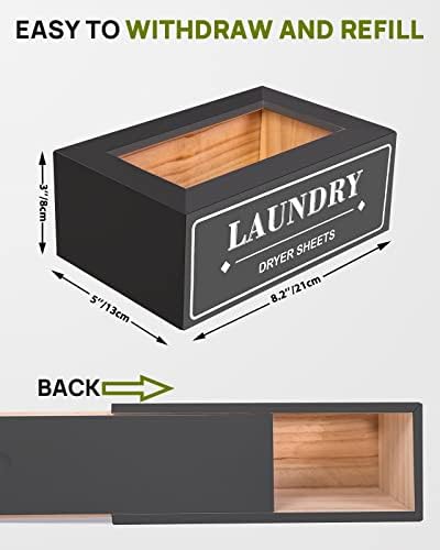 Dryer Sheet Holder Dispenser Container, Space Saving Laundry Room Organization and Storage, Farmhouse Laundry Dryer Sheets Holder for Laundry Room Decor, Fabric Softener Dispenser Containers, Black - Image 3
