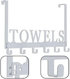 Over The Door Hooks, Towel Rack for Bathroom, Door Mount Towel Hooks Bath Towel Hanger for Bedroom Kitchen Pool Beach Towels Bathrobe Wall Mount Towel Holder for Bathrooms (6 Hooks, Silver Grey) - Image 7