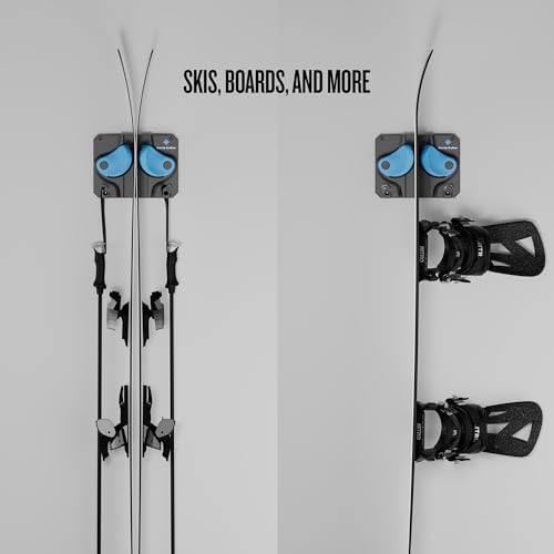 Gravity Grabber, The OG - Ski & Snowboard Wall Mount, Indoor Garage & Home Storage Organizer, Damage-Free Grip, Holds Skis/Boards/Poles/More, Space-Saving Premium Gear Rack, (Cyan 1-Pack) - Image 2