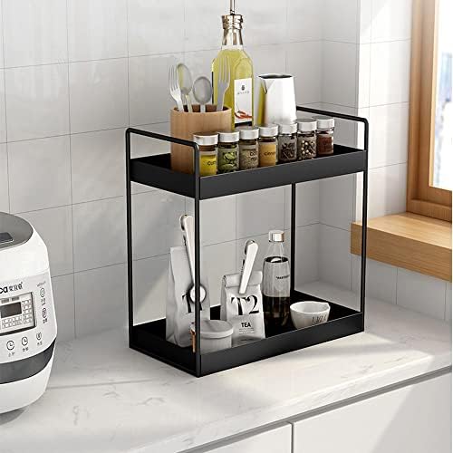 2 Tier Bathroom Counter Organizer, Vanity Storage Shelf, Black - Image 5