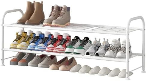 LINZINAR 2 Tier Long Shoe Rack for Closet Metal Shoe Organizer for Entryway by LINZINAR