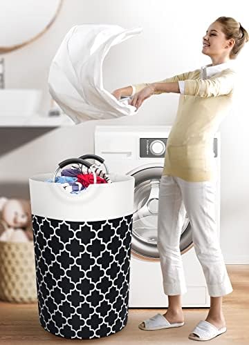 Large Laundry Basket, 115L Tall Collapsible Hamper with Handles, Black - Image 6