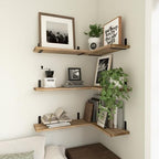 WOPITUES Wood Floating Shelves Set of 6, Shelves for Wall Decor, Farmhouse Shelf for Bedroom, Bathroom Storage Shelves, Book Shelves for Living Room - Rustic Brown (Pack of 2) - Image 5