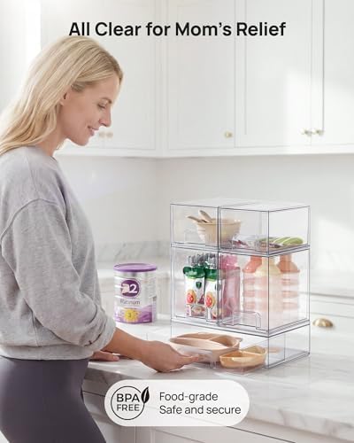 Vtopmart Clear Stackable Storage Drawers Set of 7, Plastic Organizer Bins - Image 5