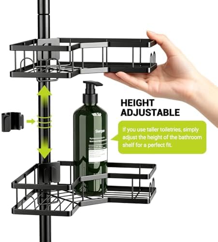 Standing Corner Shower Caddy - 4-Tier Rustproof Adjustable Shower Shelves - Image 6