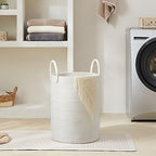 YOUDENOVA Cotton Laundry Hamper, 58L Tall Storage Basket-White - Image 5