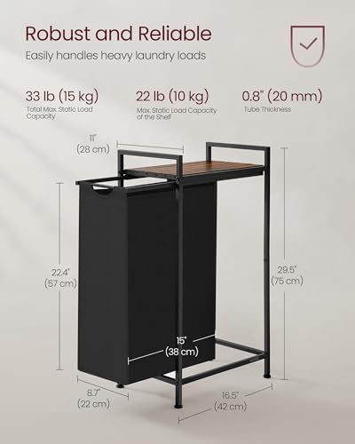 VASAGLE Laundry Sorter 1 Section, Rolling Cart with Shelf 12.4 Gal. (47 L) - Image 5