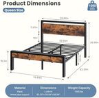 Sweetcrispy Queen 14 Inch Platform Bed Frame with Headboard & Storage, Rust - Image 2