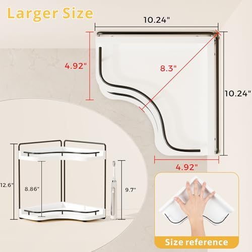 2-Tier Corner Bathroom Counter Organizer, Larger Size - Image 3