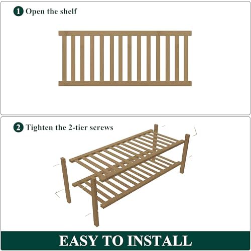 Smiry Bamboo Shoe Rack, 14 Vertical Slats, 2 Tier - 26.8" Wide, Walnut - Image 5