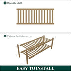 Smiry Bamboo Shoe Rack, 14 Vertical Slats, 2 Tier - 26.8" Wide, Walnut - Image 5