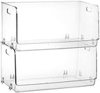 Nicunom 2 Pack Stackable Plastic Storage Bins Open Front, Clear Pantry Organizer Bin Household Food Storage Bin for Kitchen Countertops Cabinet Shelf by Nicunom