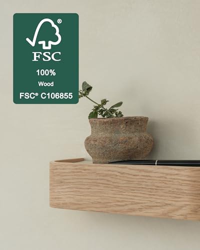 Kazai. Key Holder 'Toke' | Minimalist Key Hook Design from Berlin | Modern Key Holder Wall Mount with Wooden Shelf | Key Rack for Wall as Entryway Organizer | Oak, White - Image 2