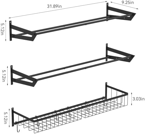 YBING Sports Equipment Organizer with 3 Separate Shelf, Ball Racks for Garage, Garage Sport Equipment Organizer with Hooks,Wall Mount Sports Holder Storage, Black - Image 4