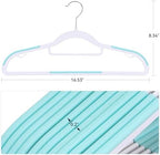 Tonswachic Pack of 50 Coat Hangers, Space-Saving Plastic Clothes Hangers, Non-Slip, 0.2 Inches Slim, 360° Swivel Silver Hook for Shirts, Pants, Suit & Wet/Dry Garments, Blue and White - Image 2