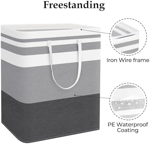 StorageRight Laundry Basket Hamper, 125L Collapsible Clothes Storage, Grey - Image 3