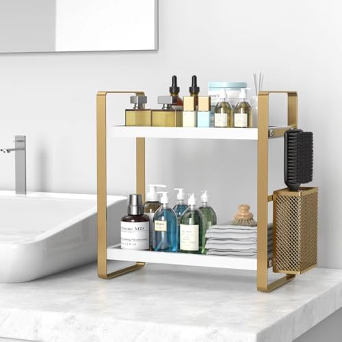 LEMIKKLE Bathroom Counter Organizer with Basket, Perfume,Makeup Organizers for Vanity,Storage Organizers for Bathroom, Kitchen, Dresser（White） - Image 6