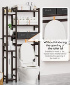 Homde Bamboo Over The Toilet Storage Organizer: Basket and Drawer (Brown) - Image 3