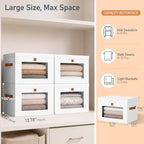 DIMJ Storage Bins with Lids - 4 Pack Large Fabric Closet Organizer with Window & Handles, Collapsible Decorative Storage Boxes for Shelves Under Bed, Books Clothes Blankets Sweaters Organization - Image 6