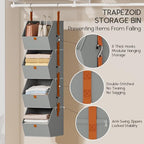 Homsorout Hanging Closet Organizer 4 Tier - Clothes Hanging Shelves, Space-Saving Closet System, Fabric Storage Bins Bedroom Organization, Collapsible Baskets for Home, Dorm, Rv, Grey, 8 Pack - Image 2