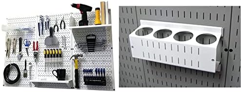 Wall Control 4 ft. Metal Pegboard Organizer - Standard Tool Storage Kit & Spray Can Holder Bracket for Pegboard & Slotted Tool Board - White by Wall+Control