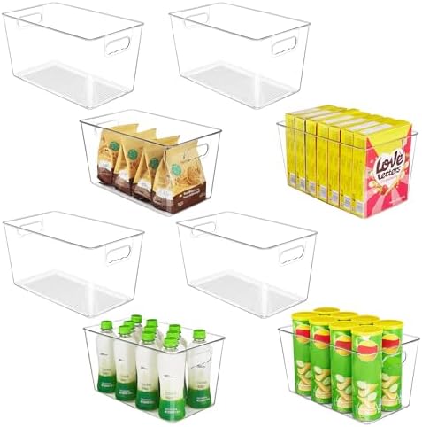 YIHONG 8 Pack Clear Storage Bins, Pantry Organizer Bins with Handle, XL by YIHONG