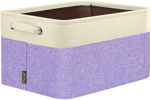 BALEINE 1 Pack Fabric Closet Storage Bins for Shelves, Linen Closet Organizers and Storage, Decorative Baskets for Organizing, Shelf, Clothes, Home, Office (Lavender, 17''x13''x10.5'') by BALEINE