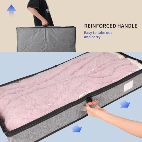 Fixwal Underbed Storage Containers 2 Pack Reinforced Under bed Organizer | Reinforced Sidewalls and Bottom, Low-Profile Design Below 4.5in, for Clothes and Linens, Under-Bed Storage - Image 5