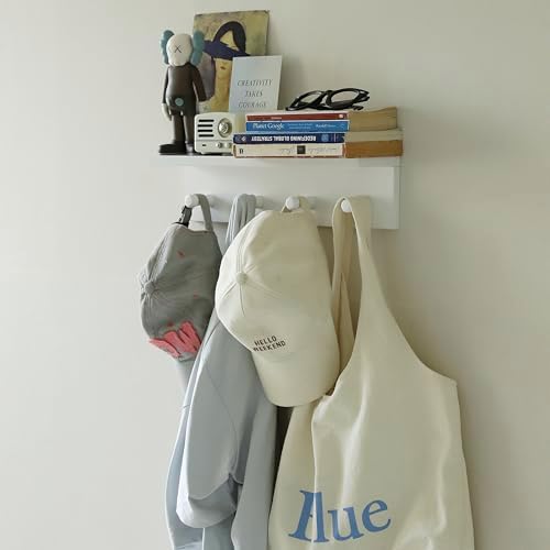 Entrance Coat Rack ，Coat Hooks, Wall-Mounted Wooden Hook Rack, Wall-Mounted Shelves are Very Suitable (White Color Finish—A-1) - Image 5