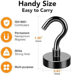 MIKEDE Magnetic Hooks 30Lbs+ Black Heavy Duty Earth Magnets with Hook - Image 2