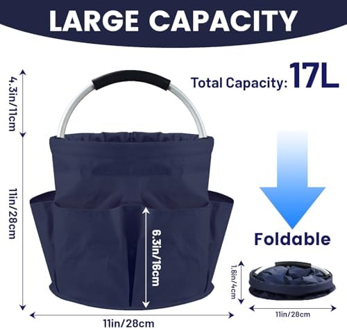 Cleaning Caddy with Handle, 17L Cleaning Supplies Organizer (Dark Blue) - Image 4